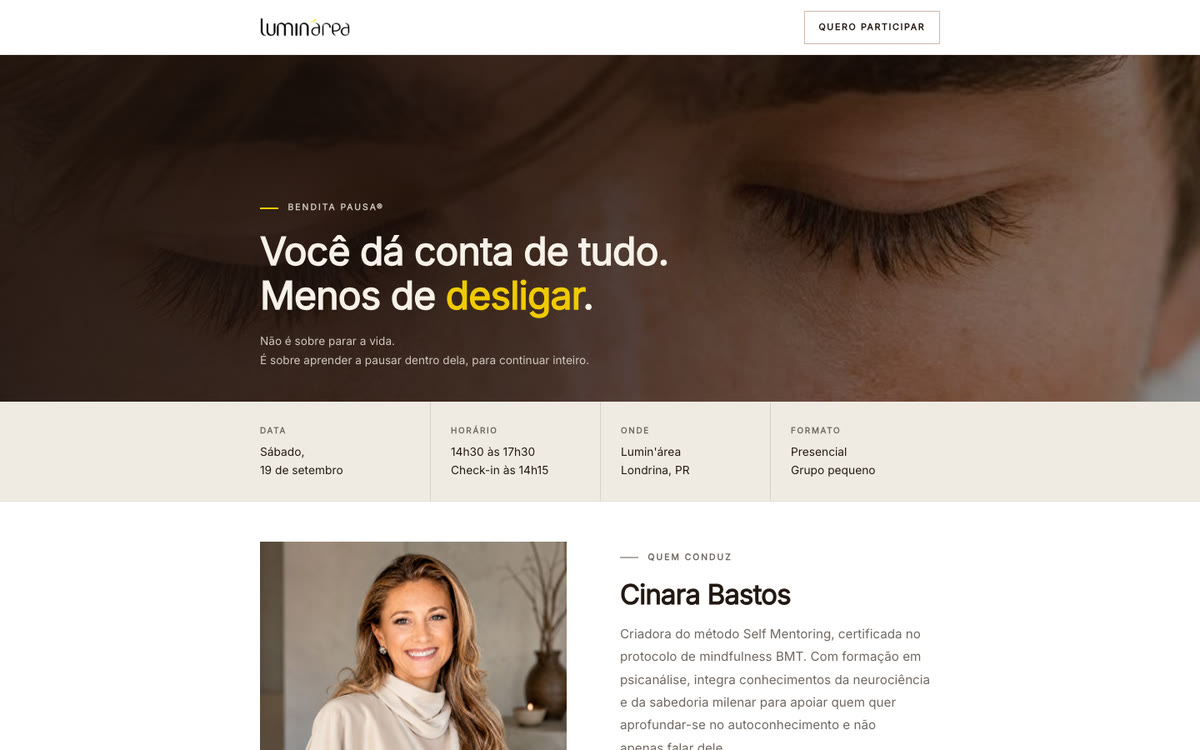 Bendita Pausa: Encontro presencial com data, horário, local e vaga para garantir